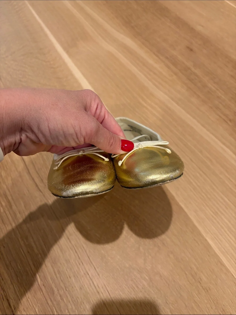 Crewcuts Metallic Gold Ballet Flats with White Trim